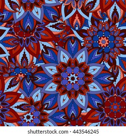 Seamless pattern. Vintage decorative elements. Hand drawn background. Islam, Arabic, Indian, ottoman motifs. Perfect for printing on fabric or paper.