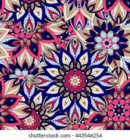 Seamless pattern. Vintage decorative elements. Hand drawn background. Islam, Arabic, Indian, ottoman motifs. Perfect for printing on fabric or paper.