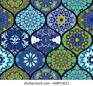 Seamless pattern. Vintage decorative elements. Hand drawn background. Islam, Arabic, Indian, ottoman motifs. Perfect for printing on fabric or paper.