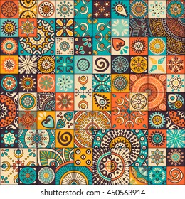 Seamless pattern. Vintage decorative elements. Hand drawn background. Islam, Arabic, Indian, ottoman motifs. Perfect for printing on fabric or paper.