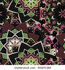Seamless pattern. Vintage decorative elements. Hand drawn background. Islam, Arabic, Indian, ottoman motifs. Perfect for printing on fabric or paper.
