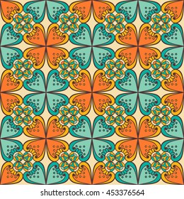 Seamless pattern. Vintage decorative elements. Hand drawn background. Islam, Arabic, Indian, ottoman motifs. Perfect for printing on fabric or paper.