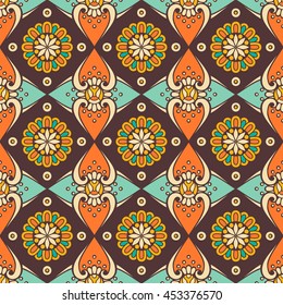 Seamless pattern. Vintage decorative elements. Hand drawn background. Islam, Arabic, Indian, ottoman motifs. Perfect for printing on fabric or paper.