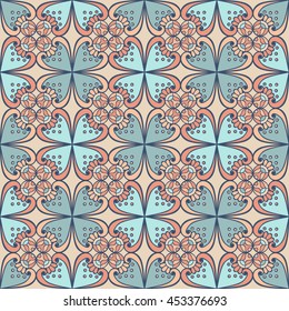 Seamless pattern. Vintage decorative elements. Hand drawn background. Islam, Arabic, Indian, ottoman motifs. Perfect for printing on fabric or paper.