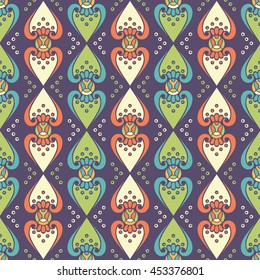 Seamless pattern. Vintage decorative elements. Hand drawn background. Islam, Arabic, Indian, ottoman motifs. Perfect for printing on fabric or paper.