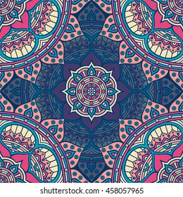 Seamless pattern. Vintage decorative elements. Hand drawn background. Islam, Arabic, Indian, ottoman motifs. Perfect for printing on fabric or paper.