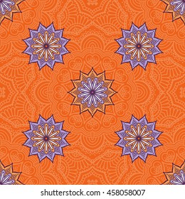Seamless pattern. Vintage decorative elements. Hand drawn background. Islam, Arabic, Indian, ottoman motifs. Perfect for printing on fabric or paper.