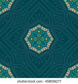 Seamless pattern. Vintage decorative elements. Hand drawn background. Islam, Arabic, Indian, ottoman motifs. Perfect for printing on fabric or paper.