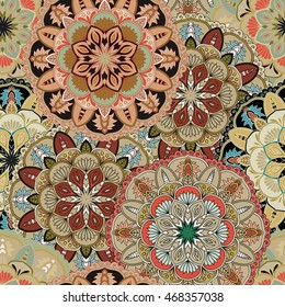 Seamless pattern. Vintage decorative elements. Hand drawn background. Islam, Arabic, Indian, ottoman motifs. Perfect for printing on fabric or paper.
