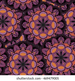 Seamless pattern. Vintage decorative elements. Hand drawn background. Islam, Arabic, Indian, ottoman motifs. Perfect for printing on fabric or paper.
