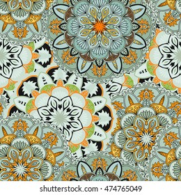 Seamless pattern. Vintage decorative elements. Hand drawn background. Islam, Arabic, Indian, ottoman motifs. Perfect for printing on fabric or paper.
