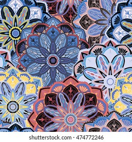 Seamless pattern. Vintage decorative elements. Hand drawn background. Islam, Arabic, Indian, ottoman motifs. Perfect for printing on fabric or paper.
