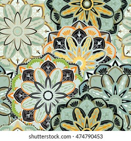 Seamless pattern. Vintage decorative elements. Hand drawn background. Islam, Arabic, Indian, ottoman motifs. Perfect for printing on fabric or paper.
