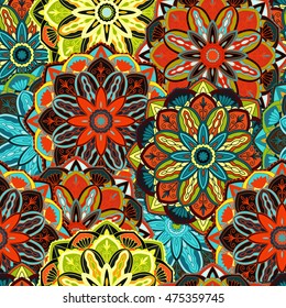 Seamless pattern. Vintage decorative elements. Hand drawn background. Islam, Arabic, Indian, ottoman motifs. Perfect for printing on fabric or paper.
