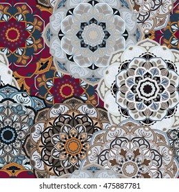 Seamless pattern. Vintage decorative elements. Hand drawn background. Islam, Arabic, Indian, ottoman motifs. Perfect for printing on fabric or paper.
