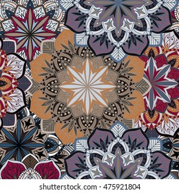 Seamless pattern. Vintage decorative elements. Hand drawn background. Islam, Arabic, Indian, ottoman motifs. Perfect for printing on fabric or paper.
