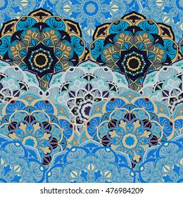 Seamless pattern. Vintage decorative elements. Hand drawn background. Islam, Arabic, Indian, ottoman motifs. Perfect for printing on fabric or paper.
