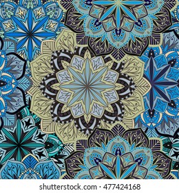 Seamless pattern. Vintage decorative elements. Hand drawn background. Islam, Arabic, Indian, ottoman motifs. Perfect for printing on fabric or paper.
