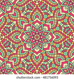 Seamless pattern. Vintage decorative elements. Hand drawn background. Islam, Arabic, Indian, ottoman motifs. Perfect for printing on fabric or paper.