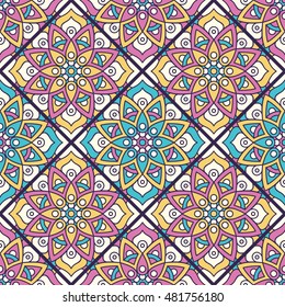 Seamless pattern. Vintage decorative elements. Hand drawn background. Islam, Arabic, Indian, ottoman motifs. Perfect for printing on fabric or paper.