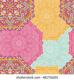 Seamless pattern. Vintage decorative elements. Hand drawn background. Islam, Arabic, Indian, ottoman motifs. Perfect for printing on fabric or paper.