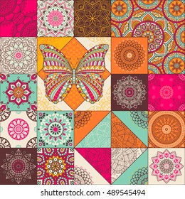 Seamless pattern. Vintage decorative elements. Hand drawn background. Islam, Arabic, Indian, ottoman motifs. Perfect for printing on fabric or paper.