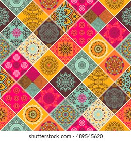 Seamless pattern. Vintage decorative elements. Hand drawn background. Islam, Arabic, Indian, ottoman motifs. Perfect for printing on fabric or paper.