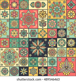 Seamless pattern. Vintage decorative elements. Hand drawn background. Islam, Arabic, Indian, ottoman motifs. Perfect for printing on fabric or paper.