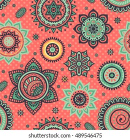 Seamless pattern. Vintage decorative elements. Hand drawn background. Islam, Arabic, Indian, ottoman motifs. Perfect for printing on fabric or paper.