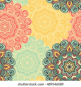 Seamless pattern. Vintage decorative elements. Hand drawn background. Islam, Arabic, Indian, ottoman motifs. Perfect for printing on fabric or paper.