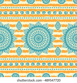 Seamless pattern. Vintage decorative elements. Hand drawn background. Islam, Arabic, Indian, ottoman motifs. Perfect for printing on fabric or paper.