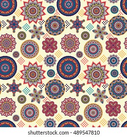 Seamless Background Eastern Style Blue Red Stock Vector (Royalty Free ...