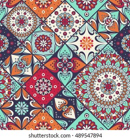Seamless pattern. Vintage decorative elements. Hand drawn background. Islam, Arabic, Indian, ottoman motifs. Perfect for printing on fabric or paper.