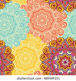 Seamless pattern. Vintage decorative elements. Hand drawn background. Islam, Arabic, Indian, ottoman motifs. Perfect for printing on fabric or paper.