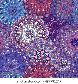 Seamless pattern. Vintage decorative elements. Hand drawn background. Islam, Arabic, Indian, ottoman motifs. Perfect for printing on fabric or paper.