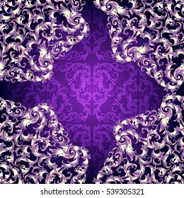 Seamless pattern. Vintage decorative elements. Hand drawn background. Baroque motifs