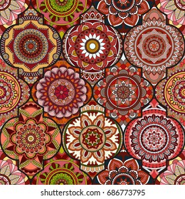 Seamless pattern. Vintage decorative elements. Hand drawn background. Islam, Arabic, Indian, ottoman motifs. Perfect for printing on fabric or paper.
