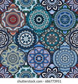 Seamless pattern. Vintage decorative elements. Hand drawn background. Islam, Arabic, Indian, ottoman motifs. Perfect for printing on fabric or paper.