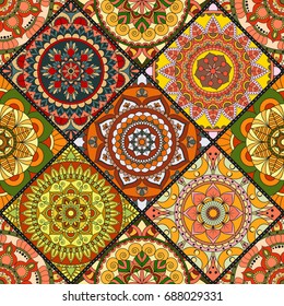 Seamless pattern. Vintage decorative elements. Hand drawn background. Islam, Arabic, Indian, ottoman motifs. Perfect for printing on fabric or paper.
