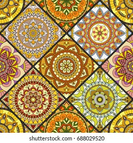 Seamless pattern. Vintage decorative elements. Hand drawn background. Islam, Arabic, Indian, ottoman motifs. Perfect for printing on fabric or paper.