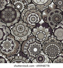 Seamless pattern. Vintage decorative elements. Hand drawn background. Islam, Arabic, Indian, ottoman motifs. Perfect for printing on fabric or paper.