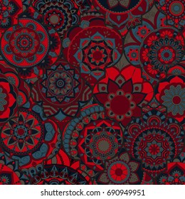 Seamless pattern. Vintage decorative elements. Hand drawn background. Islam, Arabic, Indian, ottoman motifs. Perfect for printing on fabric or paper.