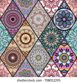 Seamless pattern. Vintage decorative elements. Hand drawn background. Islam, Arabic, Indian, ottoman motifs. Perfect for printing on fabric or paper.