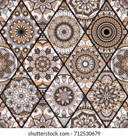 Seamless pattern. Vintage decorative elements. Hand drawn background. Islam, Arabic, Indian, ottoman motifs. Perfect for printing on fabric or paper.