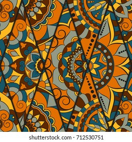 Seamless pattern. Vintage decorative elements. Hand drawn background. Islam, Arabic, Indian, ottoman motifs. Perfect for printing on fabric or paper.