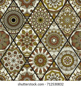 Seamless pattern. Vintage decorative elements. Hand drawn background. Islam, Arabic, Indian, ottoman motifs. Perfect for printing on fabric or paper.