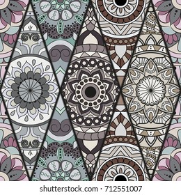 Seamless pattern. Vintage decorative elements. Hand drawn background. Islam, Arabic, Indian, ottoman motifs. Perfect for printing on fabric or paper.