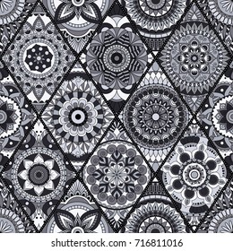 Seamless pattern. Vintage decorative elements. Hand drawn background. Islam, Arabic, Indian, ottoman motifs. Perfect for printing on fabric or paper.