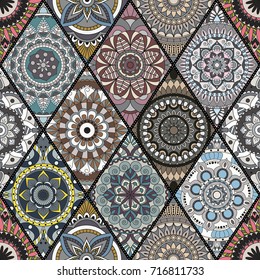 Seamless pattern. Vintage decorative elements. Hand drawn background. Islam, Arabic, Indian, ottoman motifs. Perfect for printing on fabric or paper.