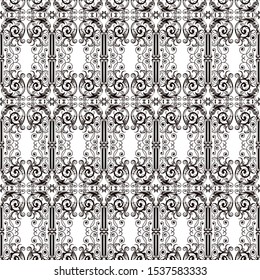 Seamless pattern of vintage design elements in baroque style